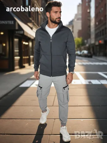 Мъжки суичър с цип и стояща яка, 3цвята , снимка 11 - Суичъри - 49472250