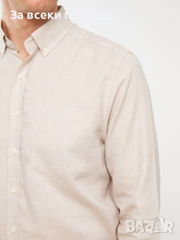 Мъжка риза в цвят беж размер 4XL, снимка 3 - Ризи - 43121948