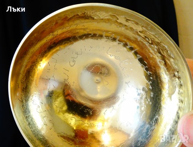 Персийска бронзова бонбониера,купа с гравирано послание тугри. , снимка 2 - Антикварни и старинни предмети - 28421003