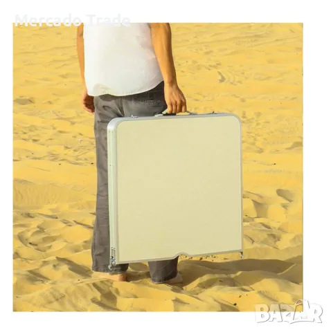 Маса за Къмпинг + 4 броя Столове, Сив-Бял, снимка 7 - Маси - 49660759