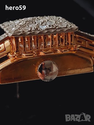 Дамскa златнa гривна-часовник 18 карата с 34 диаманта.Датира от началото на 20 век,марка Венус, снимка 16 - Гривни - 44086042