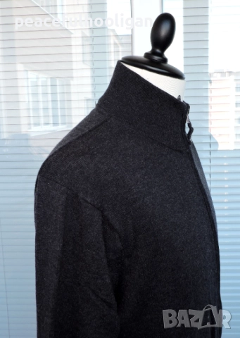 Gant Men`s Cotton Wool Full Zip Long Sleeve Cardigan Size L Dark Grey, снимка 8 - Пуловери - 52322135