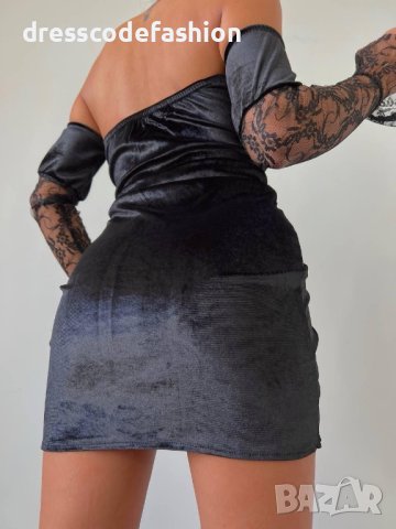 Стилна и женствена рокля от кадифе и нежна дантела в черен цвят “Amber”, снимка 3 - Рокли - 43188164