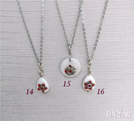 Висулки от седеф с инкрустирани кристалчета, снимка 4 - Колиета, медальони, синджири - 39321140