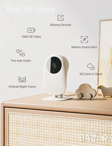 nooie Бебефон камера с аудио и специализирано безплатно приложение, снимка 2 - Бебефони - 48468830