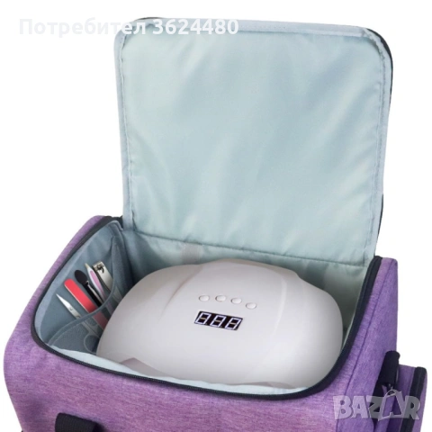 Лилав куфар за маникюр с два подвижни органайзера за лакове 4640, снимка 4 - Продукти за маникюр - 53270876