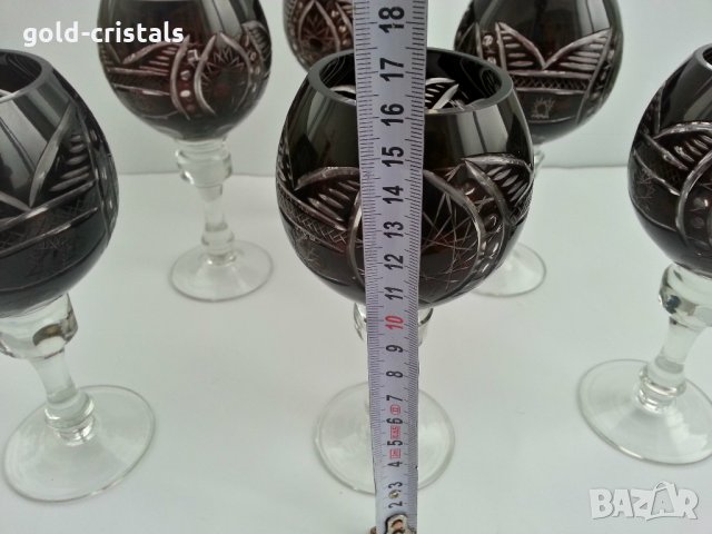 Кристални чаши цветен червен кристал, снимка 2 - Антикварни и старинни предмети - 28251229