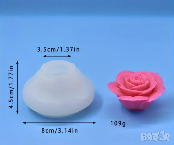 Молд голяма роза 8 см (11), снимка 3 - Форми - 49864037
