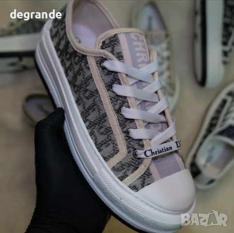 Дамски маратонки Dior Oblique Бежаво с Тъмно Зелено, снимка 4 - Маратонки - 51660910