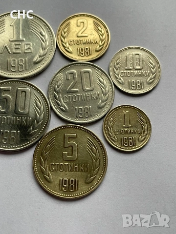 Монети 1981 година. 1, 2, 5, 10, 20, 50 стотинки и 1 лев 1981 г., снимка 4 - Нумизматика и бонистика - 53143460