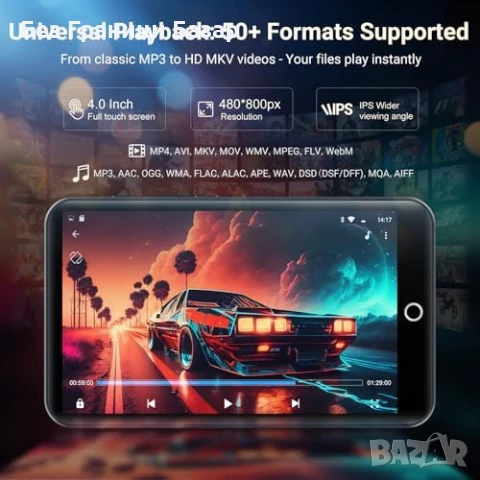 Нов 96GB Android MP3 MP4 плейър Bluetooth WiFi Spotify 4" тъчскрийн, снимка 6 - Други - 51129907