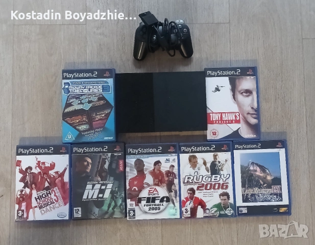 PS2 с контролер и игри 