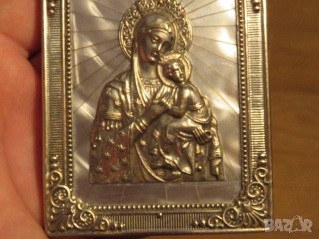 Нагръден знак  медальон богородица, Дева Мария  със седеф -внос от Израел, Йерусалим, снимка 2 - Антикварни и старинни предмети - 28870780