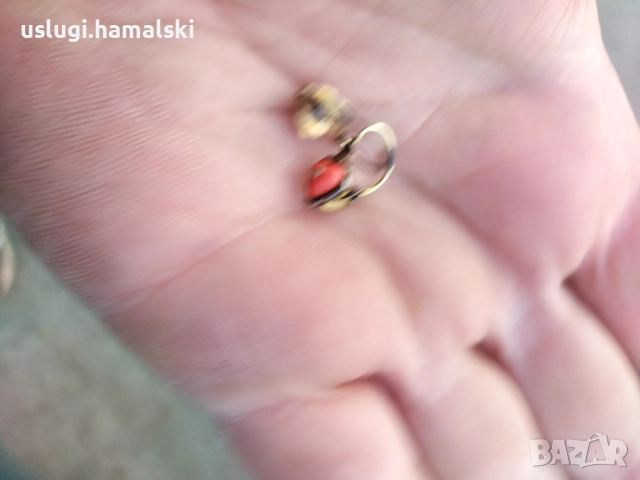 Стари сребърни обици/корал/позлата, снимка 3 - Антикварни и старинни предмети - 52839000