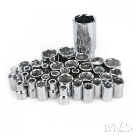 Гедоре Aiwa ,40 части, 1/4" - 3/8" + Тресчотка на супер цена, снимка 3 - Гедорета - 37241963