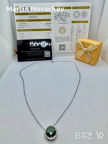 Сребърно колие с мойсанит (Диамант) 5 карата, снимка 7 - Колиета, медальони, синджири - 51685277