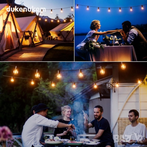 Външни LED лампички G40, 46+3 крушки, IP45, за градина и парти декорация, снимка 5 - Лед осветление - 52638155