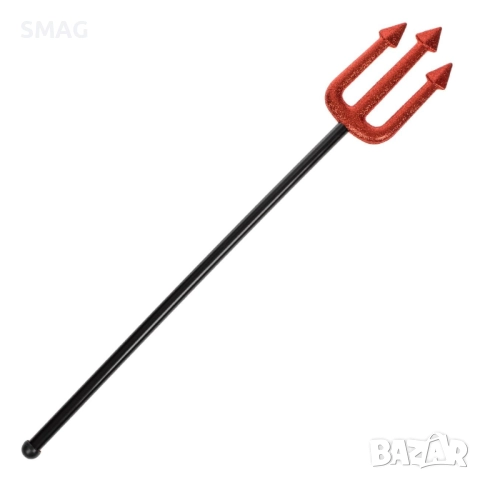 Хелоуин / Halloween тризъбец червен брокат 54 см_1230506, снимка 2 - Други - 52128922