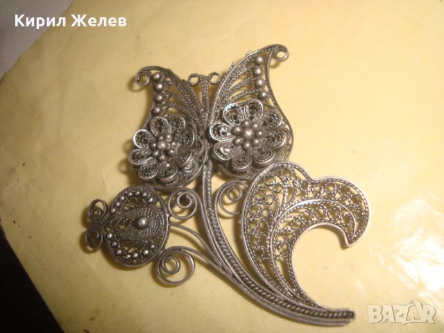 ИЗУМИТЕЛНО КРАСИВА ФИЛИГРАННА СРЕБЪРНА БРОШКА 19 ВЕК ВИСОКА ПРОБА СРЕБРО РЪЧНА РАБОТА БИЖУ 22626, снимка 10 - Антикварни и старинни предмети - 33045225