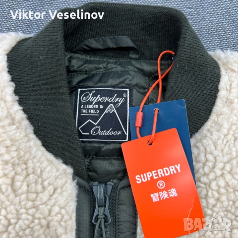 Superdry Vintage Sherpa Zip Through Мъжко Яке Размер L Fleece Pile, снимка 2 - Якета - 53036820