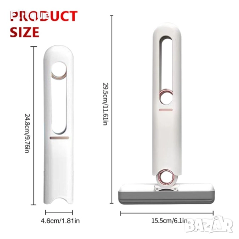 Преносим мини моп, M O P LINE, система за автоматично изстискване, 1 гъби в комплекта, бял, снимка 2 - Други стоки за дома - 52905498