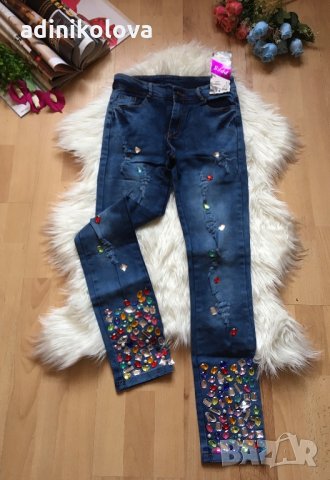 Нови дънки с камъни , снимка 2 - Дънки - 8315663