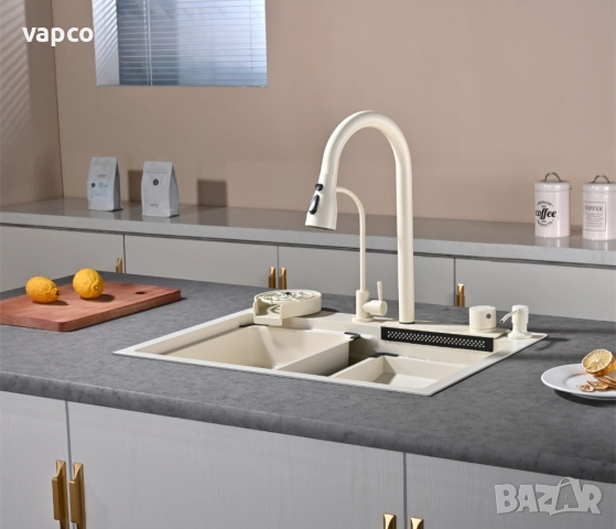 60см Бежова мултифункционална кухненска мивка , снимка 9 - Мивки - 52127816