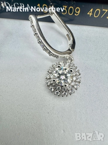 Сребърни обеци с мойсанит (Диамант) 0.5 карата, снимка 9 - Обеци - 52808784