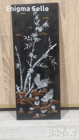 Картина, Китайска живопис върху лакирано дърво с инкрустация от седеф, снимка 2 - Картини - 52504633