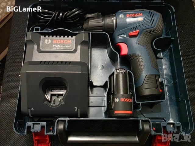 Винтоверт Bosch Professional GSR 12V-30 Heavy Duty, безчетков + 2 батерии и куфар