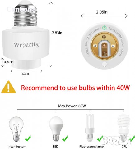 Smart WiFi фасунга E27, APP управление, съвместима с Alexa, гласово управление, снимка 3 - Друга електроника - 35341179
