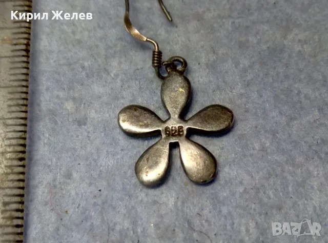 СВЕЖАРСКА ФЛОРАЛНА ЕМАЙЛИРАНА СРЕБЪРНА ОБЕЦА ЦВЕТЕ СРЕБРО 925 ПРОБА 48628, снимка 7 - Обеци - 49732827