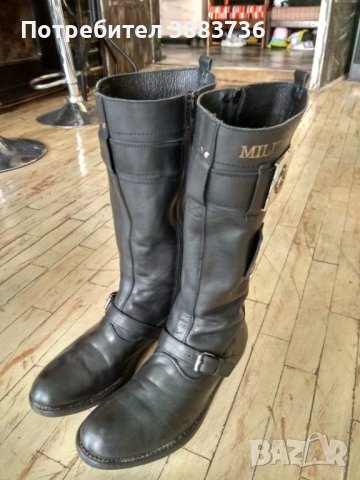 Рокерски кожени ботуши Military combat, снимка 4 - Мъжки ботуши - 43351689