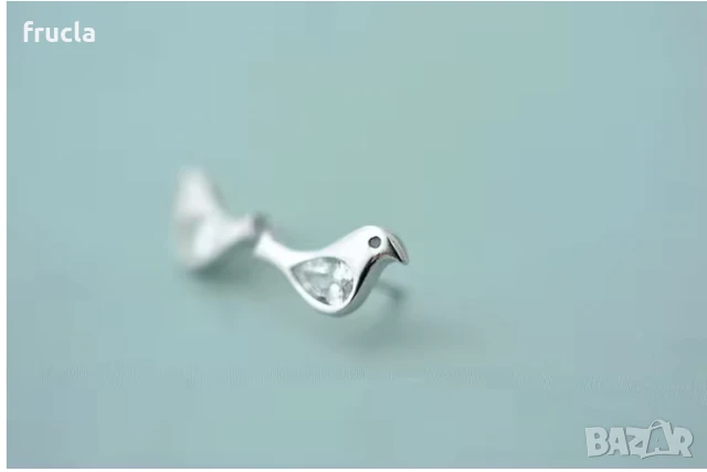 Обеци Нежни сребърни птички, снимка 2 - Обеци - 51262953