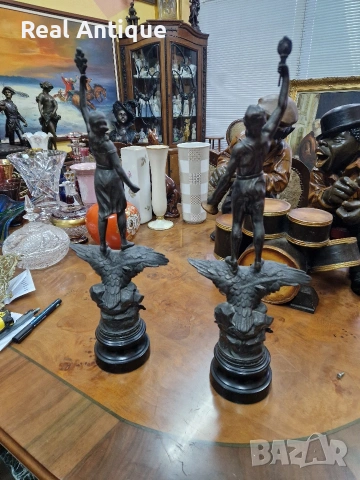 Чифт страхотни антикварни френски фигури статуетки , снимка 7 - Антикварни и старинни предмети - 53416153