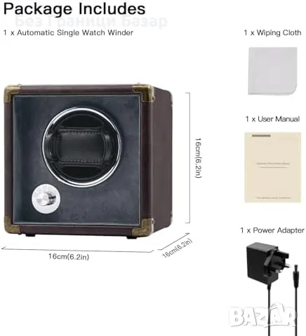 Нова Тиха Автоматична Кутия за Часовници с PU Кожа и LED Светлина, снимка 2 - Други - 47617639