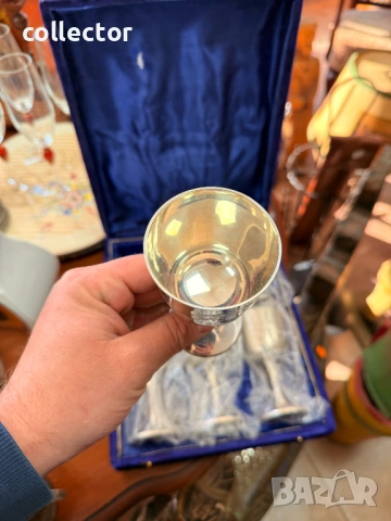 Комплект от шест посребрени чаши / бокал. №7852, снимка 8 - Антикварни и старинни предмети - 53444272