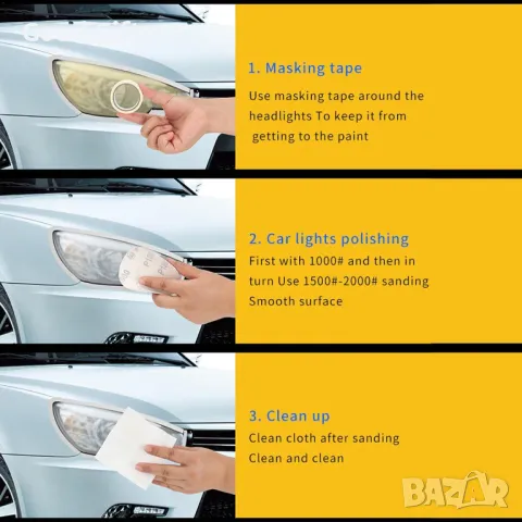 Работен комплект за възстановяване на фарове, снимка 4 - Аксесоари и консумативи - 50207247