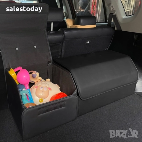 Органайзер за багажник, Кожена кутия за принадлежности, черна, 40см, снимка 3 - Аксесоари и консумативи - 44694007