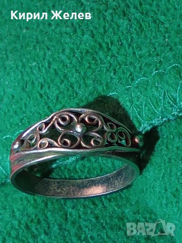 СТАРИНЕН СРЕБЪРЕН РЕТРО ОРНАМЕНТИКА ПРЪСТЕН ЛАКИРАНО СРЕБРО РЪЧНА ИЗРАБОТКА 12659, снимка 2 - Антикварни и старинни предмети - 43225159