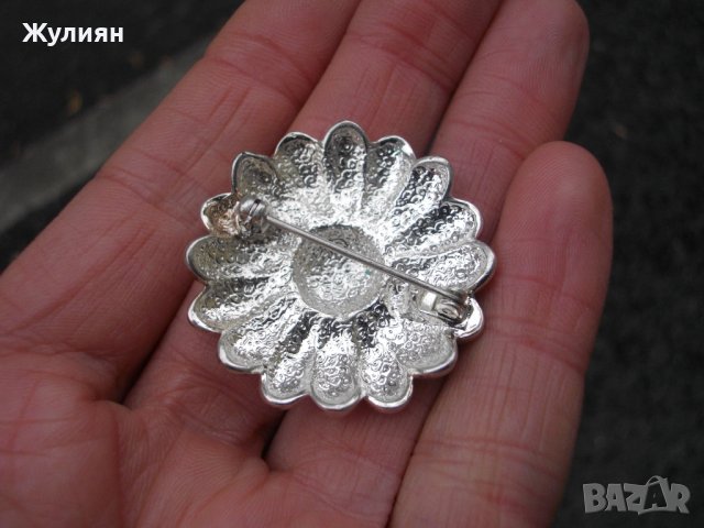 СТАРА ПОСРЕБРЕНА БРОШКА ЦВЕТЕ, снимка 7 - Антикварни и старинни предмети - 39374040