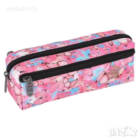 Ученически несесер 15NF36 пеперуда, Розов, 21x7x7см., снимка 2 - Ученически пособия, канцеларски материали - 51574981