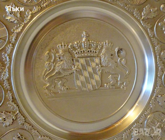 Калаена чиния,пано Бавария 590 гр.,корона,лъв. , снимка 2 - Антикварни и старинни предмети - 26694461