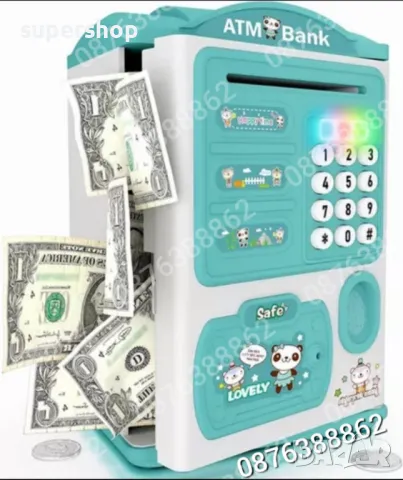 Промоция!Детска Касичка Сейф за Банкноти и Монети с Парола и Пръстов Отпечатък, снимка 4 - Други - 48188485