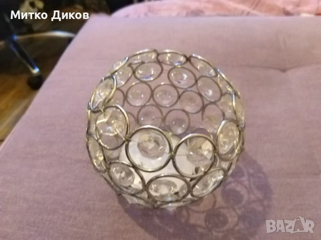 Свещник от кристали Н-90мм и фи 100мм и 65 мм, снимка 4 - Декорация за дома - 53113513