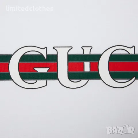 GUCCI White Web Logo Print Oversized Fit Мъжка Тениска size S (L), снимка 9 - Тениски - 47274820