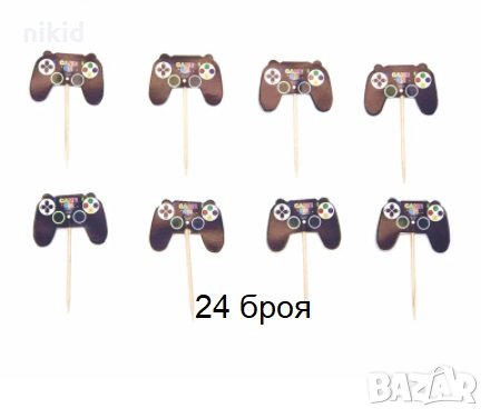 Джойстик конзола 24 бр топери клечки за мъфини декорация и украса топери