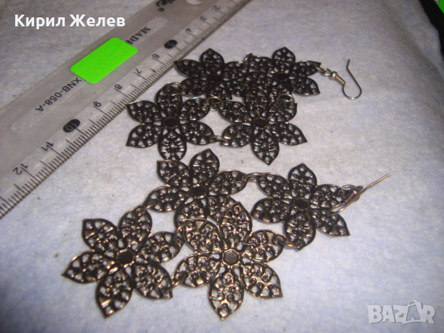 ФЛОРАЛНИ АЖУРНИ ЧЕТАЛНИ ВИНТИДЖ ОБЕЦИ - ЦВЕТЯ 4620, снимка 4 - Обеци - 36541415