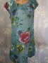 Италианска ленена рокля с флорални мотиви L, снимка 1 - Рокли - 37159906