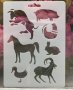 Домашни животни прасе кон пате коза кокошка бик заек стенсил шаблон за спрей торта украса декорация, снимка 1 - Други - 26997744